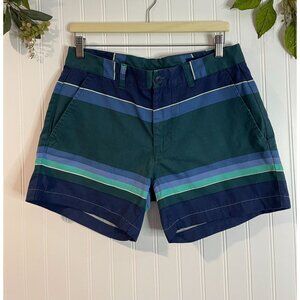 Bonobos Mens Striped Cotton Shorts Size 31 7-Inch Inseam Multi-Color Green &Blue
